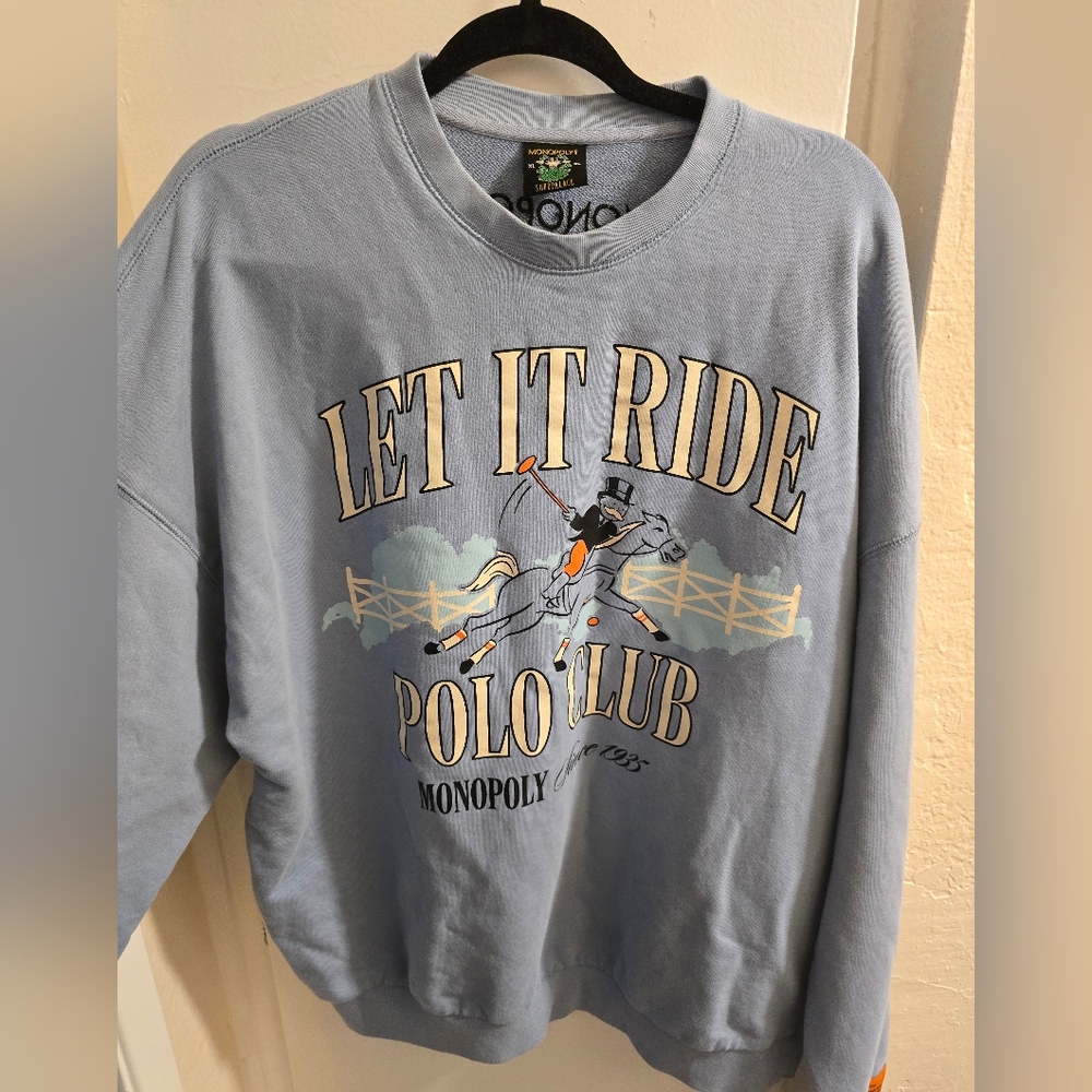 Light Blue Monopoly Graphic Sweater
